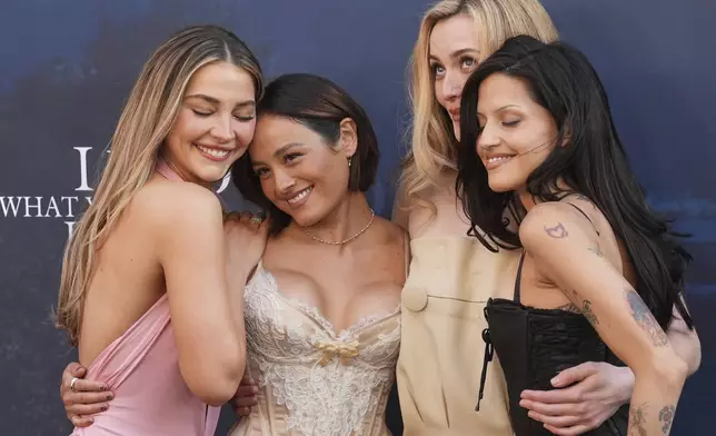 From left, Madelyn Cline, Chase Sui Wonders, Sarah Pidgeon and Gabbriette Bechtel, cast members in "I Know What You Did Last Summer," pose together at the premiere of the film at The United Theater on Broadway, Monday, July 14, 2025, in Los Angeles. (AP Photo/Chris Pizzello)