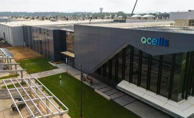 The Qcells solar panel plant is seen Friday, June 27, 2025, near Cartersville, Ga. (AP Photo/Mike Stewart)