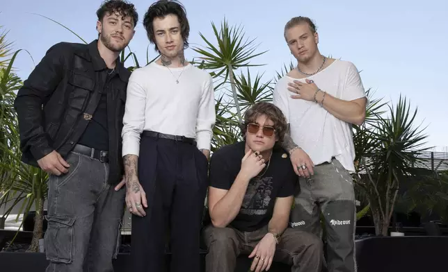 Zachary Newbould, from left, Conor Smith, Mason Watts and Shane Appell of Midnight Til Morning pose for a portrait to promote "Building the Band" on Wednesday, July 16, 2025, in Los Angeles. (Photo by Rebecca Cabage/Invision/AP)