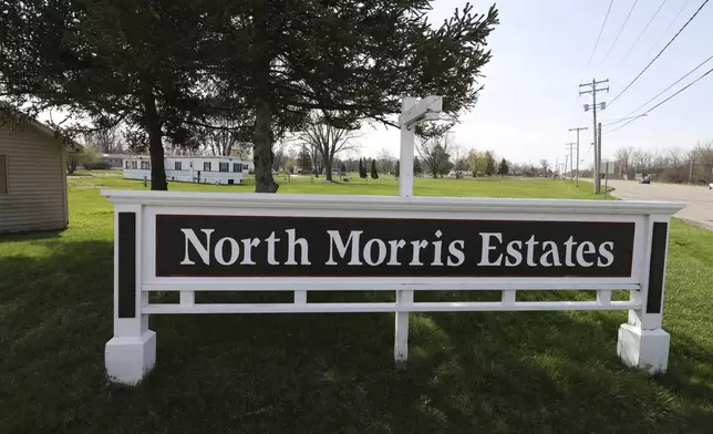 Theo Gantos' neighborhood in the North Morris Estates mobile home park is visible, Thursday, April 24, 2025, in Mount Morris Township, Mich. (AP Photo/Carlos Osorio)
