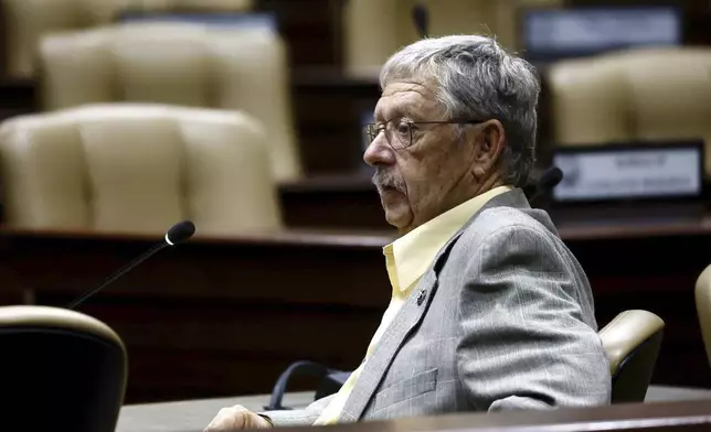 Board of Corrections chairman Benny Magness answers questions about the escape of inmate Grant Hardin, Thursday, July 10, 2025, in Little Rock, Ark., at a meeting of the Charitable, Penal, and Correctional Institutions Subcommittee of the Arkansas Legislative Council. (Thomas Metthe/Arkansas Democrat-Gazette via AP)