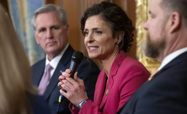 FILE - Rep. Julia Letlow, R-La., speaks, March 1, 2023, on Capitol Hill in Washington. (AP Photo/Jacquelyn Martin, File)
