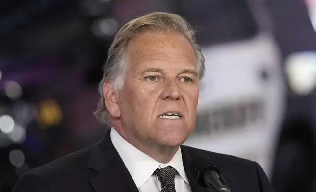 FILE - Former U.S. Rep. and Republican candidate for Michigan Senate Mike Rogers speaks during an event, Aug. 20, 2024 in Howell, Mich. (AP Photo/Carlos Osorio, File)