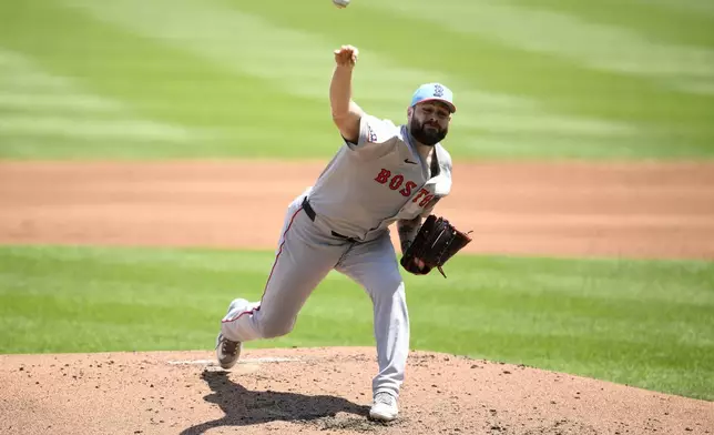 Boston Red Sox starting pitcher Lucas Giolito throws during the second inning of a baseball game against the Washington Nationals, Friday, July 4, 2025, in Washington. (AP Photo/Nick Wass)
