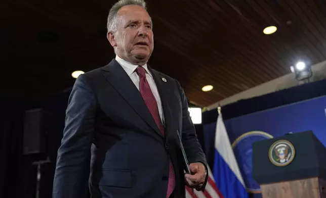 White House envoy Steve Witkoff arrives before a news conference with President Donald Trump and Russia's President Vladimir Putin at Joint Base Elmendorf-Richardson, Alaska, Friday, Aug. 15, 2025. (AP Photo/Julia Demaree Nikhinson)