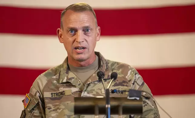 Nebraska National Guard Maj. Gen. Craig W. Strong speaks on Tuesday, Aug. 19, 2025, during a news conference in the Governor's Hearing Room at the Nebraska State Capitol in Lincoln. (Arthur H. Trickett-Wille/Lincoln Journal Star via AP)