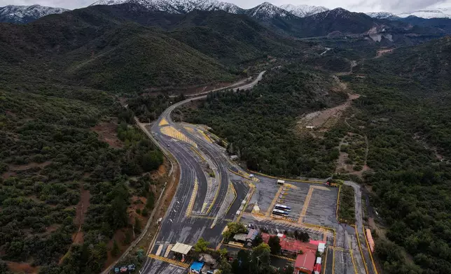 Aerial view of El Teniente copper mine, operated by Codelco, where a collapse killed one worker and trapped five others underground, leading to a suspension of operations in Rancagua Chile, Saturday, Aug. 2, 2025. (AP Photo/Esteban Felix)