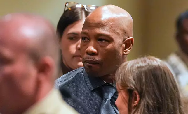 Hernandez Govan, accused of orchestrating the killing of rapper Young Dolph, reacts in the courtroom after being acquitted on all charges Thursday, Aug. 21, 2025 in Memphis, Tenn. (Chris Day/Commercial Appeal/USA Today Network via Pool)