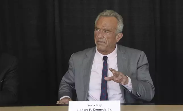 U.S. Health Secretary Robert F. Kennedy Jr. attends a news conference, Tuesday, Aug. 5, 2025, in Anchorage, Alaska. (AP Photo/Mark Thiessen)