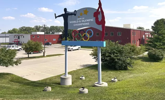 The Chow's Gymnastics &amp; Dance Institute is seen Aug. 4, 2025, in West Des Moines, Iowa. (AP Photo/Scott McFetridge)