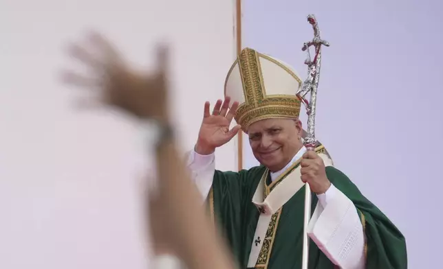Pope Leo XIV holds a Mass with young people participating in the Youths Jubilee at the Tor Vergata field in Rome, Sunday, Aug. 3, 2025. (AP Photo/Andrew Medichini)