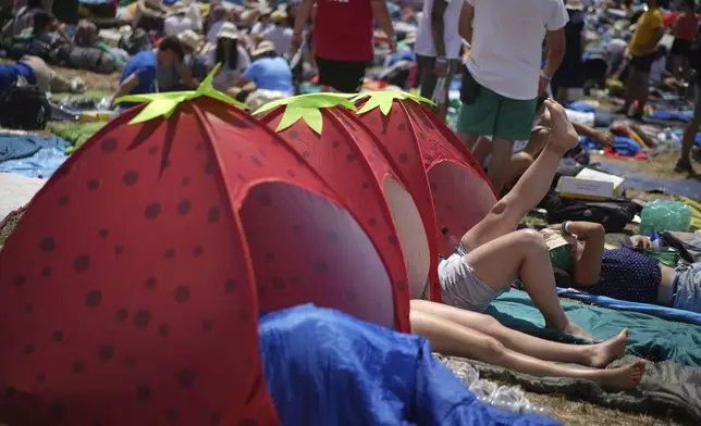 Young people participate in the Youths Jubilee at the Tor Vergata field in Rome, Saturday, Aug. 2, 2025. (AP Photo/Andrew Medichini)