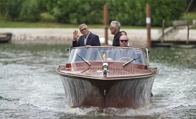 George Clooney arrives at the 82nd edition of the Venice Film Festival in Venice, Italy, on Wednesday, Aug. 27, 2025. (Photo by Scott A Garfitt/Invision/AP)