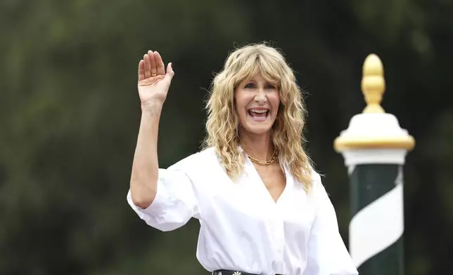 Laura Dern arrives at the 82nd edition of the Venice Film Festival in Venice, Italy, on Wednesday, Aug. 27, 2025. (Photo by Scott A Garfitt/Invision/AP)