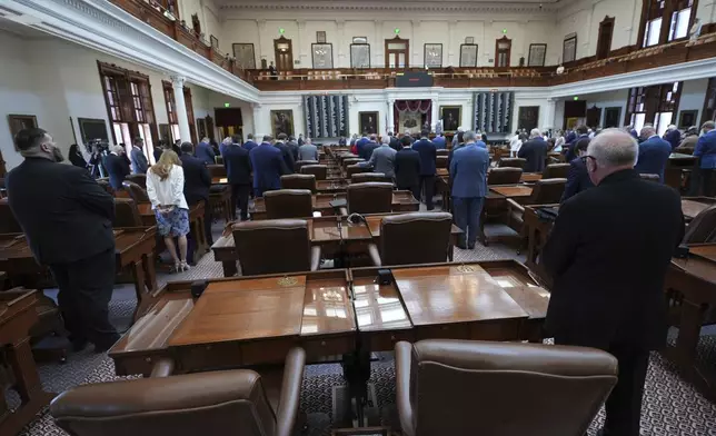With some members absent, Texas gather for a Special Session with a quorum, Monday, Aug. 18, 2025, in Austin, Texas. (AP Photo/Eric Gay)