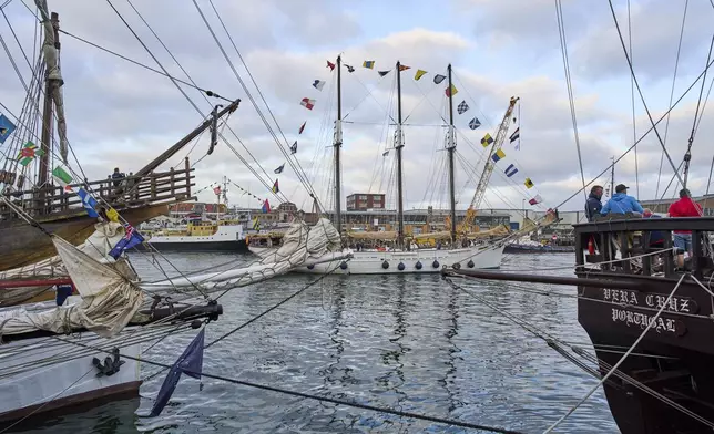 Hundreds of tall ships prepare to sail into the Dutch capital's harbor for the 10th edition of SAIL in Amsterdam, Netherlands, Wednesday, Aug. 20, 2025. (AP Photo/Peter Dejong)