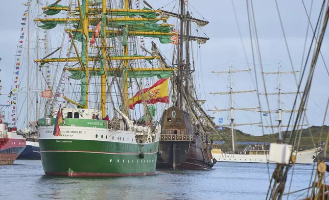 Hundreds of tall ships sailed into the Dutch capital's harbor for the 10th edition of SAIL, in Amsterdam, Netherlands, Wednesday, Aug. 20, 2025. (AP Photo/Peter Dejong)