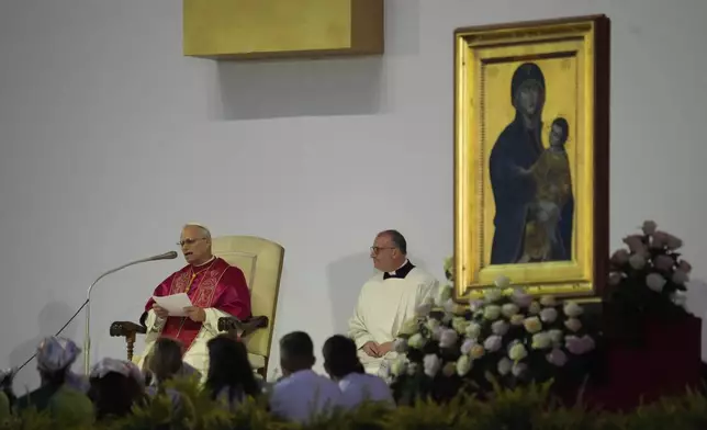 Pope Leo XIV holds prayer vigil with young people participating in the Youths Jubilee at the Tor Vergata field in Rome, Saturday, Aug. 2, 2025. (AP Photo/Gregorio Borgia)