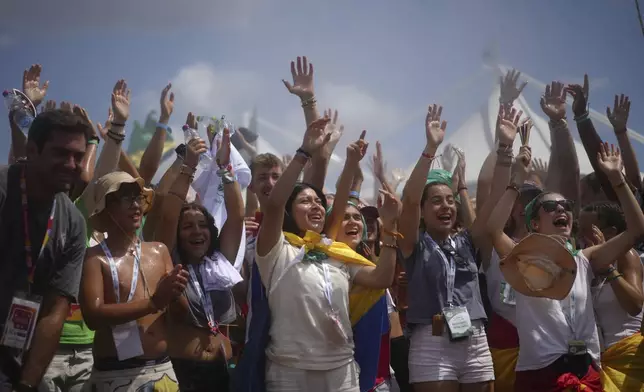 Young people participate in the Youths Jubilee at the Tor Vergata field in Rome, Saturday, Aug. 2, 2025. (AP Photo/Andrew Medichini)