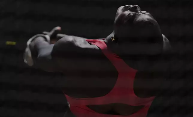 Annette Echikunwoke takes a throw during the hammer throw finals during the U.S. Championships athletics meet in Eugene, Ore.,Thursday, July 31, 2025. (AP Photo/Ashley Landis)