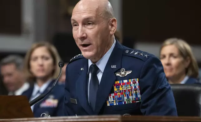 FILE - Gen. David Allvin testifies during a Senate Armed Services Committee nominations hearing on his reappointment to the grade of General and to be U.S. Air Force Chief of Staff, Sept. 12, 2023, on Capitol Hill in Washington. (AP Photo/Jacquelyn Martin, File)