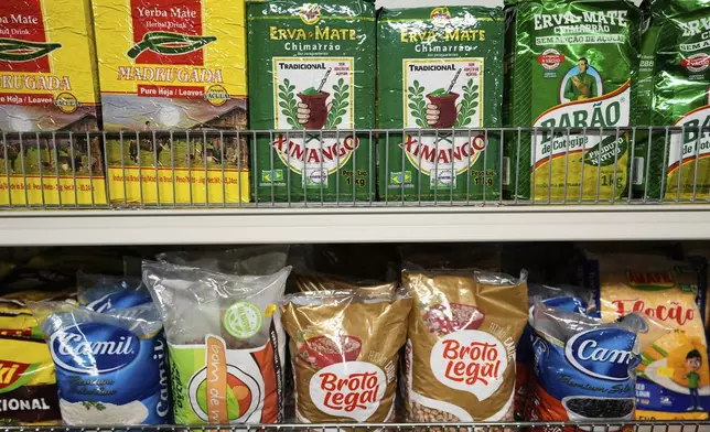 Goods imported from Brazil are displayed at Amazonia Brasil, a Brazilian goods store, in Newark, N.J., Thursday, Aug. 7, 2025. (AP Photo/Seth Wenig)