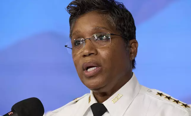 FILE - Pamela Smith, Chief of the Metropolitan Police Department, speaks during a briefing, June 9, 2025, in Washington. (AP Photo/Jacquelyn Martin, File)