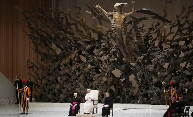 Pope Leo XIV holds his weekly general audience, at The Vatican, Wednesday, Aug.20, 2025. (AP Photo/Gregorio Borgia)