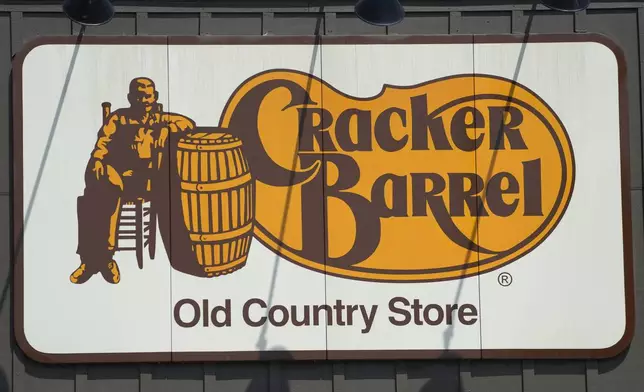 FILE - The Cracker Barrel Old Country Store logo in Pearl, Miss., is photographed, Sept. 12, 2023. (AP Photo/Rogelio V. Solis, File)