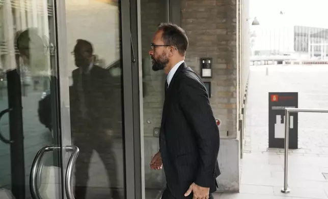 Mark Stroh, the top U.S. diplomat in Denmark, arrives the Ministry of Foreign Affairs in Copenhagen, Denmark, Wednesday, Aug. 27, 2025. (Thomas Traasdahl/Ritzau Scanpix via AP)