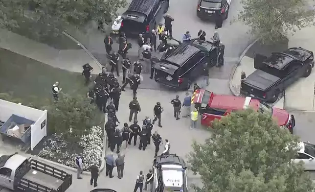 This image taken from footage by WPVI-TV/6ABC shows police responding to a reported active shooter at Villanova University on Thursday, Aug. 21, 2025, in Villanova, Pa. (WPVI-TV/6ABC via AP)