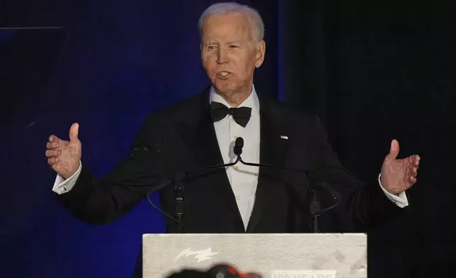 Former President Joe Biden speaks during the National Bar Association's 100th Annual Awards Gala in Chicago, Thursday, July 31, 2025. (AP Photo/Nam Y. Huh)