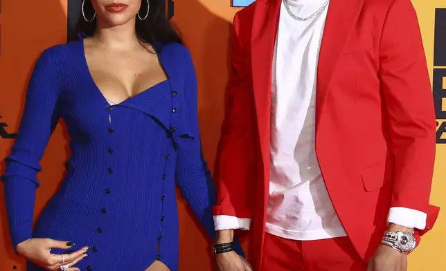 FILE - Soccer player Cristiano Ronaldo, right, and Georgina Rodriguez poses for photographers upon arrival at the European MTV Awards in Seville, Spain, Sunday, Nov. 3, 2019. (Photo by Joel C Ryan/Invision/AP, File)