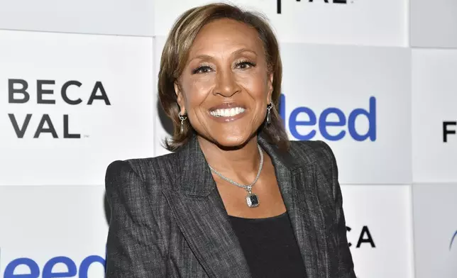 FILE - Robin Roberts arrives to honor Jane Fonda with The Harry Belafonte Voices For Social Justice Award during the Tribeca Festival at Spring Studios, June 10, 2023, in New York. (Photo by Evan Agostini/Invision/AP, File)