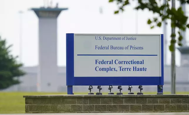 FILE - The federal prison complex in Terre Haute, Ind, Aug. 28, 2020. (AP Photo/Michael Conroy, File)