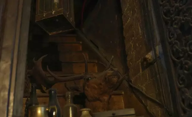 Part of the original stairs, in use since 1520, in the Prospect of Whitby, a British pub in London, Wednesday, July 23, 2025. (AP Photo/Joanna Chan)