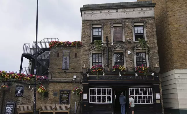 The Prospect of Whitby, a British pub in London, Wednesday, July 23, 2025. (AP Photo/Joanna Chan)