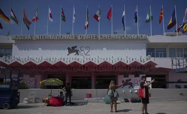 A view of the main cinema ahead of the Venice Film Festival in Venice, Italy, on Tuesday, Aug. 26, 2025. (Photo by Alessandra Tarantino/Invision/AP)