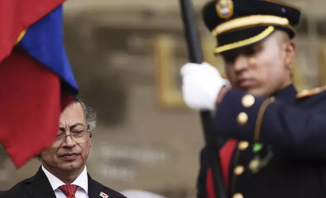 FILE - Colombia's President Gustavo Petro attends a military ceremony in Bogota, Colombia, June 6, 2025. (AP Photo/Ivan Valencia, File)