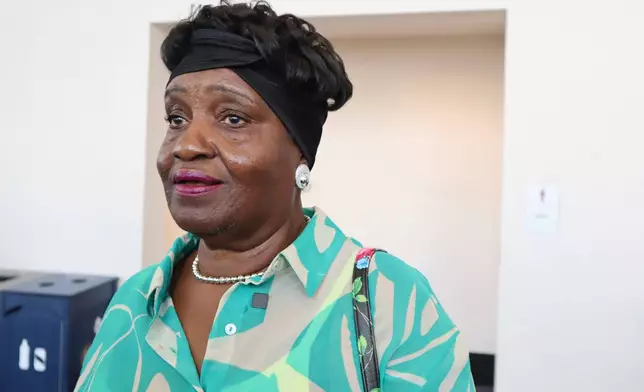Freida Adams speaks about former Judge Frank Caprio at his visiting hours at the Rhode Island Convention Center in Providence, R.I. on Thursday, Aug. 28, 2025. (AP Photo/Leah Willingham)