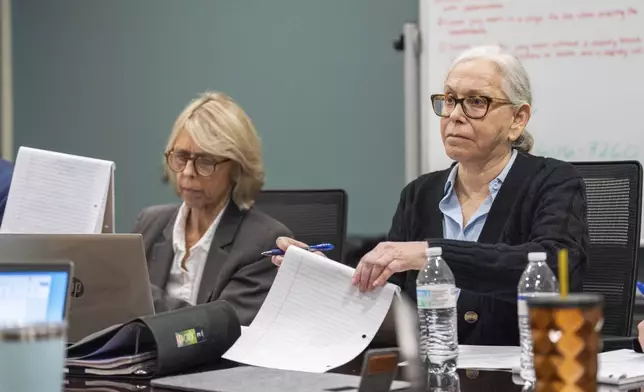 Donna Adelson, who is charged in the 2014 murder-for-hire of Florida State University law professor Dan Markel, listens to potential jurors answer questions during the first day of jury selection Tuesday, Aug. 19, 2025 in Tallahassee, Fla. (Alicia Devine/Tallahassee Democrat via AP, Pool)