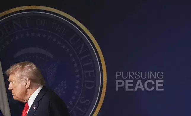 President Donald Trump departs following a joint press conference with Russia's President Vladimir Putin at Joint Base Elmendorf-Richardson, Alaska, Friday, Aug. 15, 2025. (AP Photo/Jae C. Hong)