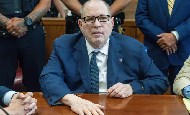 Harvey Weinstein appears in state court in Manhattan after a mistrial on a rape charge, Wednesday, Aug. 13, 2025 in New York. (Steven Hirsch /New York Post via AP, Pool)