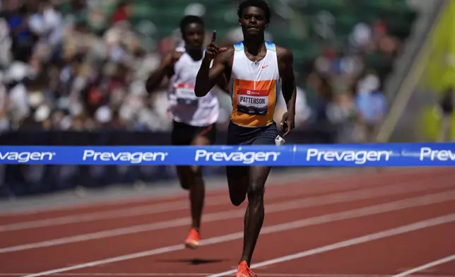 Jacory Patterson wins the men's 400-meter final at the U.S. Championships athletics meet in Eugene, Ore., Saturday, Aug. 2, 2025. (AP Photo/Abbie Parr)