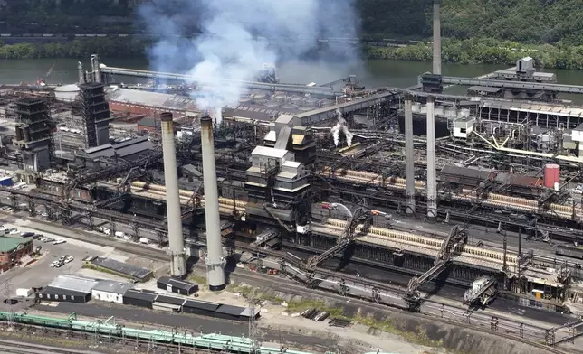 A portion of the Clairton Coke Works, a U.S. Steel plant, is seen Monday, Aug. 11, 2025 in Clairton, Pa. (AP Photo/Gene J. Puskar