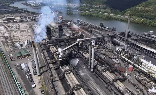 A portion of the Clairton Coke Works, a U.S. Steel plant, is seen Monday, Aug. 11, 2025 in Clairton, Pa. (AP Photo/Gene J. Puskar