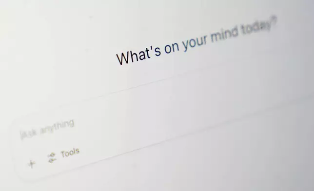 Chat GPT's landing page is seen on a computer screen, Monday, Aug. 4, 2025, in Chicago. (AP Photo/Kiichiro Sato)