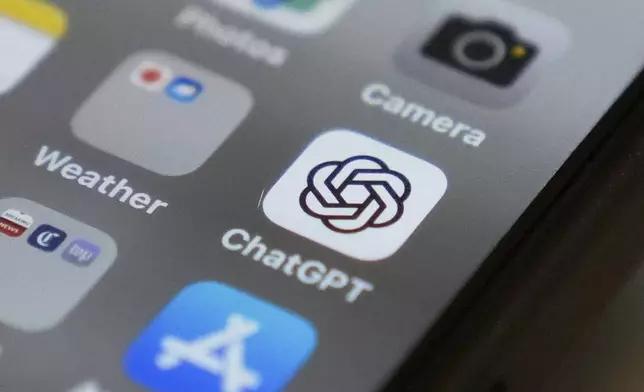 Chat GPT app icon is seen on a smartphone screen, Monday, Aug. 4, 2025, in Chicago. (AP Photo/Kiichiro Sato)
