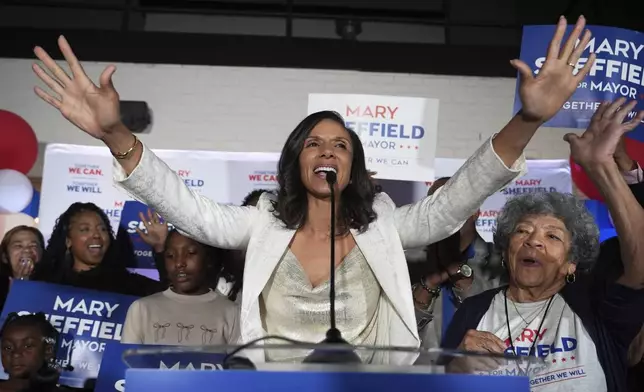 Detroit mayoral candidate Mary Sheffield speaks at a campaign watch party Tuesday, Aug. 5, 2025, in Detroit. (AP Photo/Ryan Sun)