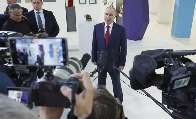 FILE - Russian President Vladimir Putin speaks to journalists after his phone call with U.S. President Donald Trump at the Sirius Park of Science and Art outside Sochi, Russia, on May 19, 2025. (Vyacheslav Prokofyev, Sputnik, Kremlin Pool Photo via AP, File)